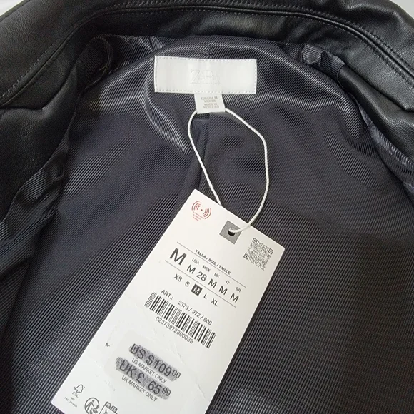 Zara FITTED FAUX LEATHER BLAZER - Picture 6 of 6